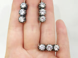 Statement ring Rose Flower jewelry SILVER 925 white zircon stones