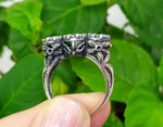 Statement ring Rose Flower jewelry SILVER 925 white zircon stones