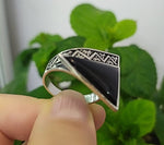 Black Long earrings jewelry geometric traditional SILVER 925