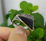 Black Long earrings jewelry geometric traditional SILVER 925