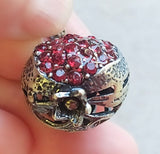 Pomegranate pendant Sterling SILVER 925 red zircon