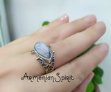 Moon stone beautiful ring women High quality SILVER 925 gold plated