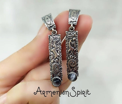 Kokopelli flute player Jewelry SILVER 925 Earrings