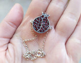 Pomegranate charm bracelet 925 SILVER red zircon stones