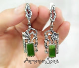 Jade green Earrings SILVER 925 modern