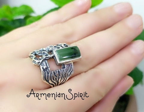 Rings Jade jewelry women ring SILVER 925 nephrite green