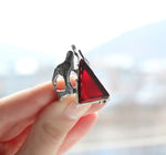 Statement ring women Silver 925 Faux stone Burnt orange