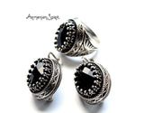 Earrings black SILVER 925 Onyx stone Royal jewelry
