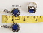 Blue topaz flower earrings marcasite SILVER 925