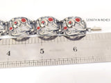 Women SILVER 925 bracelet wide with pomegranates Sterling 925 enamel red