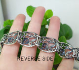 Women SILVER 925 bracelet wide with pomegranates Sterling 925 enamel red