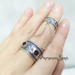 Double ring SILVER 925 Adjustable Armenian jewelry CHOOSE