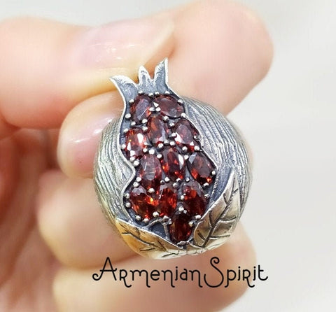 Pomegranate red Pendant zircon stones STERLING 925