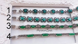 Bracelet marcasite jewelry Emerald green and grass green STERLING 925