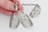 Modern jewelry Set SILVER 925 Concave Earrings Dangle and ring