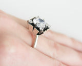 Wedding ring 925 Silver white zircon crystal diamond shape