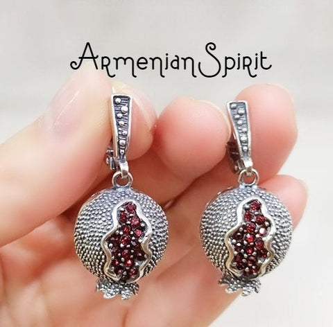 Earrings Pomegranate SILVER 925 zircon stones