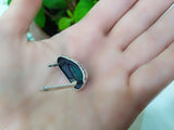 Gold and silver 925 Ring Malachite stone Natural gemstone Green cabochon