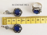 Blue topaz flower earrings marcasite SILVER 925