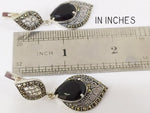 Black onyx Marcasite earrings Silver 925