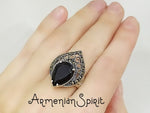 Black onyx Marcasite earrings Silver 925