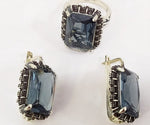 Blue topaz earrings Silver 925 Navy blue jewelry Luxury