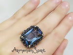 Blue topaz earrings Silver 925 Navy blue jewelry Luxury