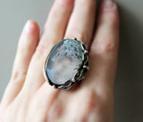 Earrings oval Silver 925 Transparent green Agate One in a kind