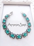 Bracelet marcasite jewelry Emerald green and grass green STERLING 925