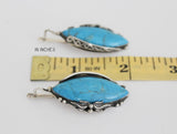 Real turquoise earrings Silver 925 Cabochon Gemstone