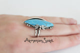 Natural turquoise ring Silver 925 Adjustable