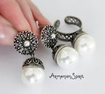 Earrings White lab pearl Sterling Silver 925