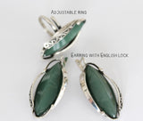 Real jade green Ring sterling Silver 925