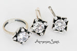 Wedding ring 925 Silver white zircon crystal diamond shape