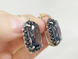 Blue topaz earrings Silver 925 Navy blue jewelry Luxury