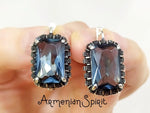 Blue topaz earrings Silver 925 Navy blue jewelry Luxury