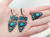 Goth jewelry women Earrings and ring adjustable STERLING SILVER 925
