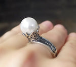 White pearl ring Silver 925