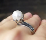 White pearl ring Silver 925