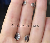 Double ring silver 925 red stone Bohemian jewellery Designer