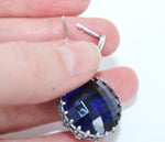 Blue jewelry set Silver 925 ring earrings zircon stone