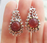 Ring Natural Carnelian jewelry 925 Silver and real gold plated