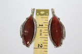 Carnelian natural SET Silver 925 Long Earrings and adjustable ring