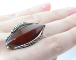 Carnelian natural SET Silver 925 Long Earrings and adjustable ring