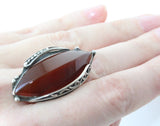 Carnelian natural SET Silver 925 Long Earrings and adjustable ring