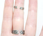 Double ring with chain Silver 925 pomegranate red stone