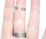 Double ring with chain Silver 925 pomegranate red stone