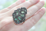 Very big earring Silver 925 nacreous green lab quartz