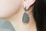 Very big earring Silver 925 nacreous green lab quartz