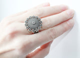 Armenian jewelry set Silver 925 Round earrings with English lock and adjustable ring